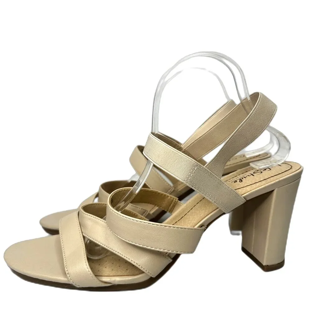 LifeStride Block Heel Sandals 13 Strappy Comfort Dressy Wedding Cream Artist